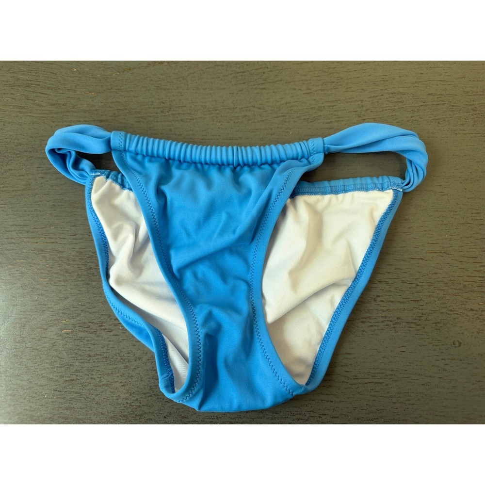 Victorias Secret Blue Ruched Bikini Bottom Swim Small 255652-482